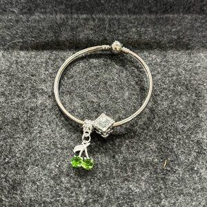 Silver Bangle With Charms